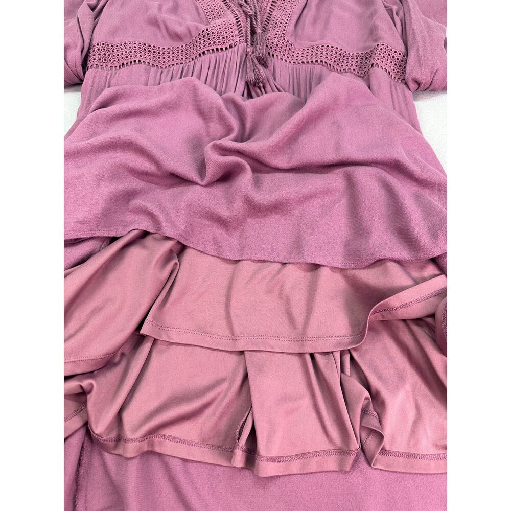 Torrid Mauve Crochet Tassel Tie Cold Shoulder Mini Dress Size 2 Boho - Picture 7 of 11